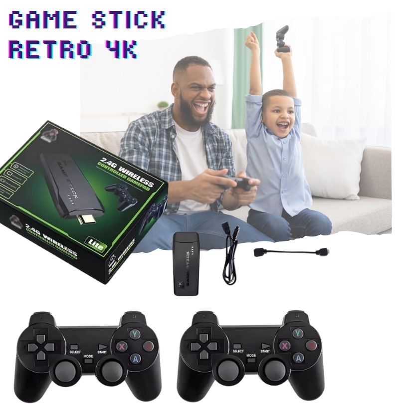 Game Stick Retro 4K - 10.000 juegos y 2 comandos inalámbricos