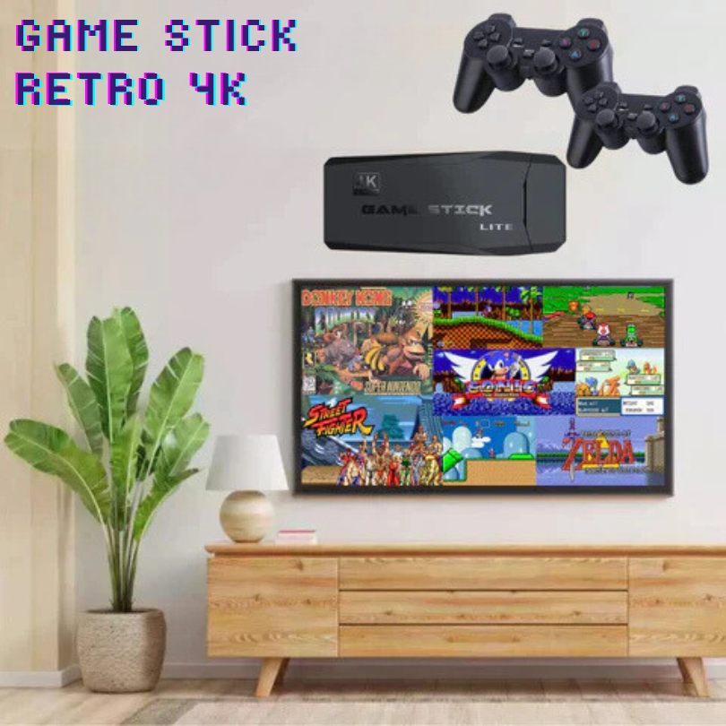 Game Stick Retro 4K - 10.000 juegos y 2 comandos inalámbricos