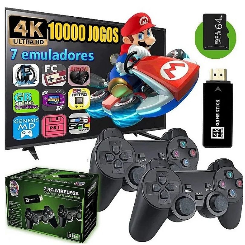 Game Stick Retro 4K - 10.000 juegos y 2 comandos inalámbricos